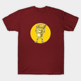 Robot Holding Drum Machine Yellow Tint T-Shirt